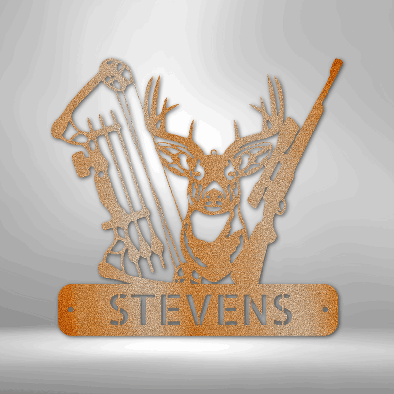 Personalized Deer Hunter Monogram Metal Wall Sign | Hunter Wall Art | Wild Game Wall Art | Birthday Gift Idea For Him