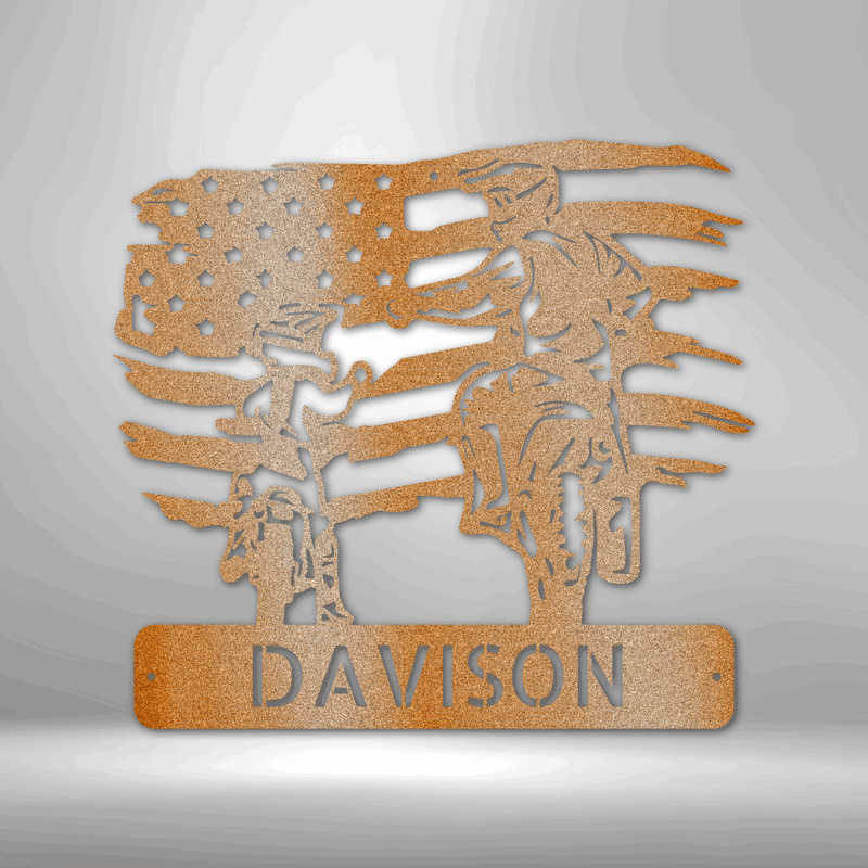 Personalized American Motocross Family Monogram Metal Wall Sign| Father & Son Motocross Metal Sign| Big Brother & Little Brother Motocross Sign| Riding Partner Gift for Him