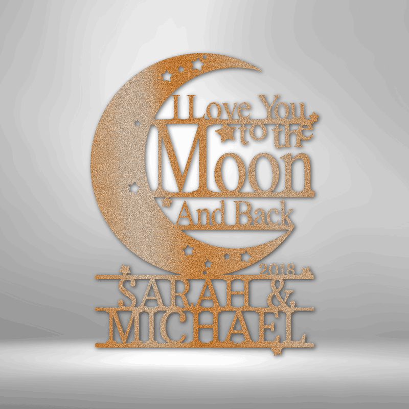 Personalized Moon and Back Monogram Metal Wall Sign| Metal Home Decor| Decor for Childs Room| Couples Metal Wall Sign