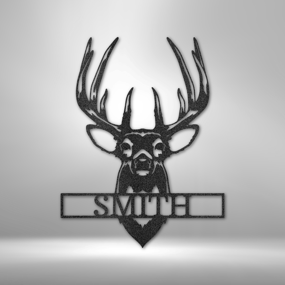 Personalized Buck Mount Monogram Metal Wall Art| Deer Hunter Metal Wall Sign| Custom Hunting Metal Wall Art