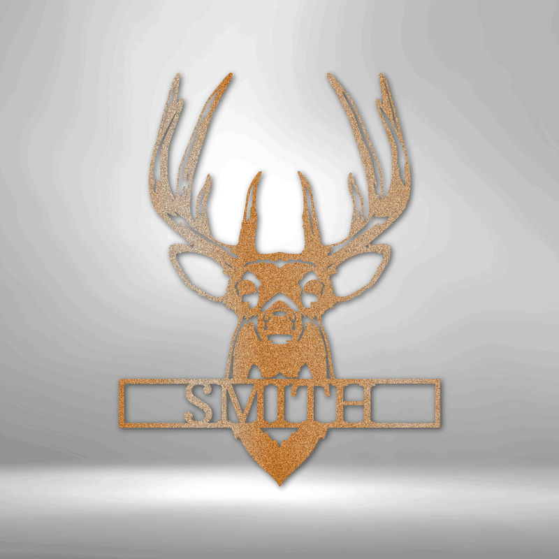 Personalized Buck Mount Monogram Metal Wall Art| Deer Hunter Metal Wall Sign| Custom Hunting Metal Wall Art