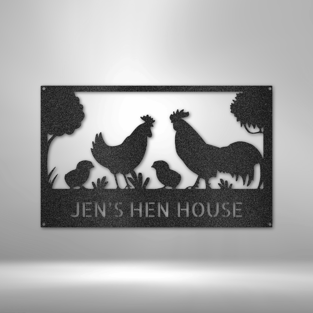 Personalized Hen House Monogram Metal Wall Art| Custom Chicken Coop Metal Sign | Large Custom Metal Sign