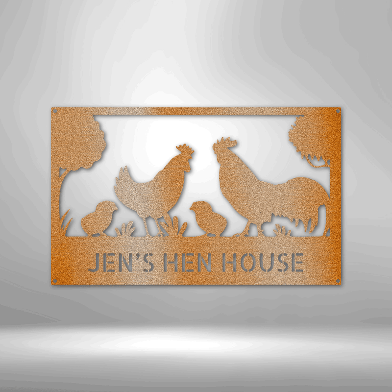 Personalized Hen House Monogram Metal Wall Art| Custom Chicken Coop Metal Sign | Large Custom Metal Sign