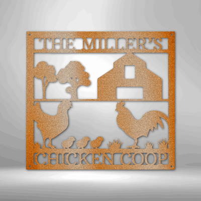 Personalized Chicken Coop Monogram Metal Wall Sign| Hen House Home Decor| Farm House themed Metal Home Decor| Backyard Coop Decor