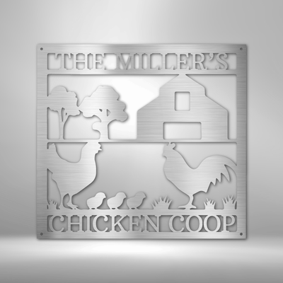 Personalized Chicken Coop Monogram Metal Wall Sign| Hen House Home Decor| Farm House themed Metal Home Decor| Backyard Coop Decor