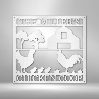 Personalized Chicken Coop Monogram Metal Wall Sign| Hen House Home Decor| Farm House themed Metal Home Decor| Backyard Coop Decor