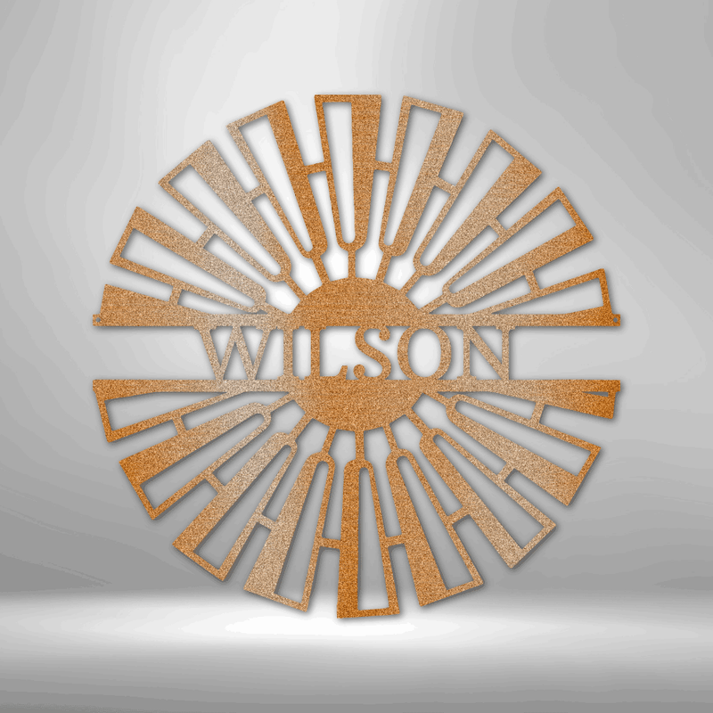 Personalized Fancy Windmill Monogram Metal Wall Art | Outdoor Custom Metal Sign| Farmhouse Metal Home Decor| Rustic Metal Home Decor