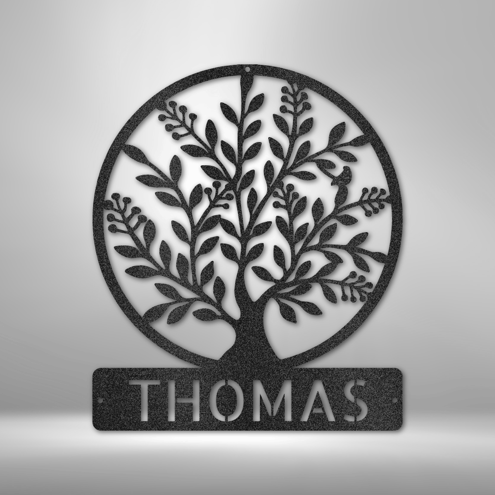 Personalized Simple Tree Monogram Metal Wall Sign| Wedding Gift Idea| Housewarming Gift| Newlywed Couple Gift Idea