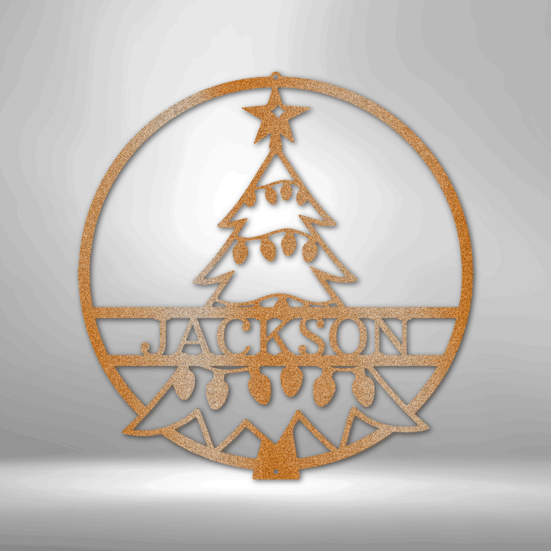 Personalized Christmas Tree Monogram Metal Wall Art | Christmas Gift Idea| Holiday Housewarming  Gift