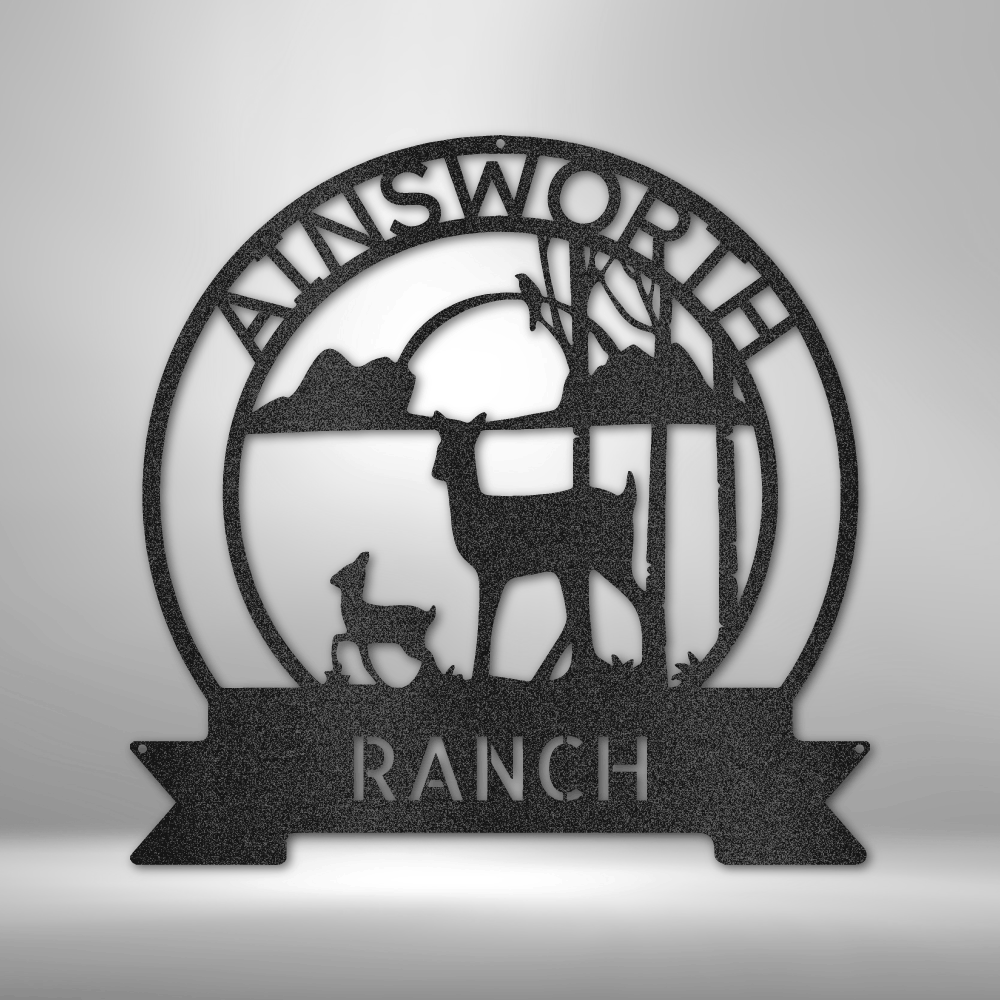Personalized Ranch Sun Set Monogram Wall Art| Outdoorsman Metal Sign| Deer Hunter Gift Idea | Cabin or Lake house Decor