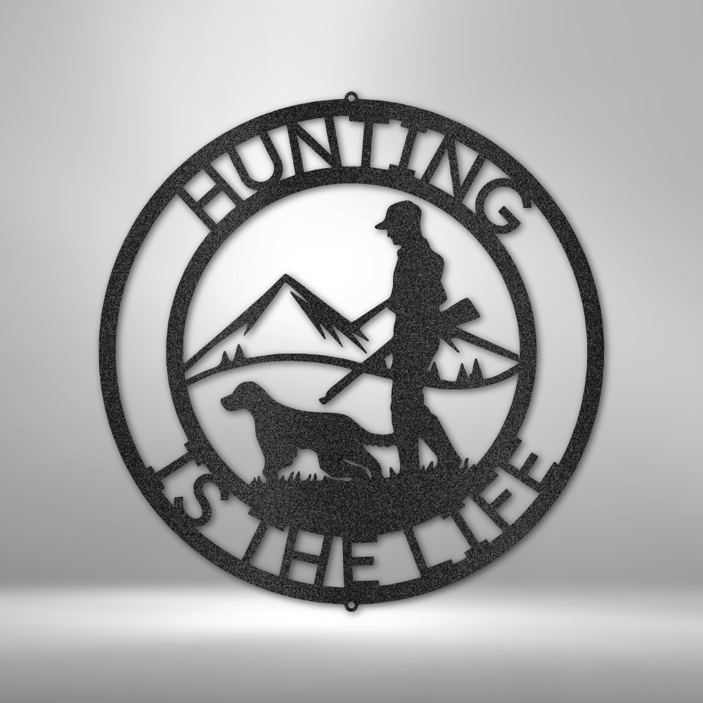 Personalized The Hunter Monogram Metal Wall Sign | Outdoorsman Metal Wall Art| Hunter and Pointer Wall Art| Gift idea for Him