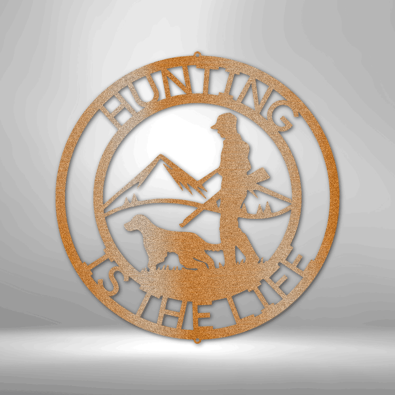 Personalized The Hunter Monogram Metal Wall Sign | Outdoorsman Metal Wall Art| Hunter and Pointer Wall Art| Gift idea for Him