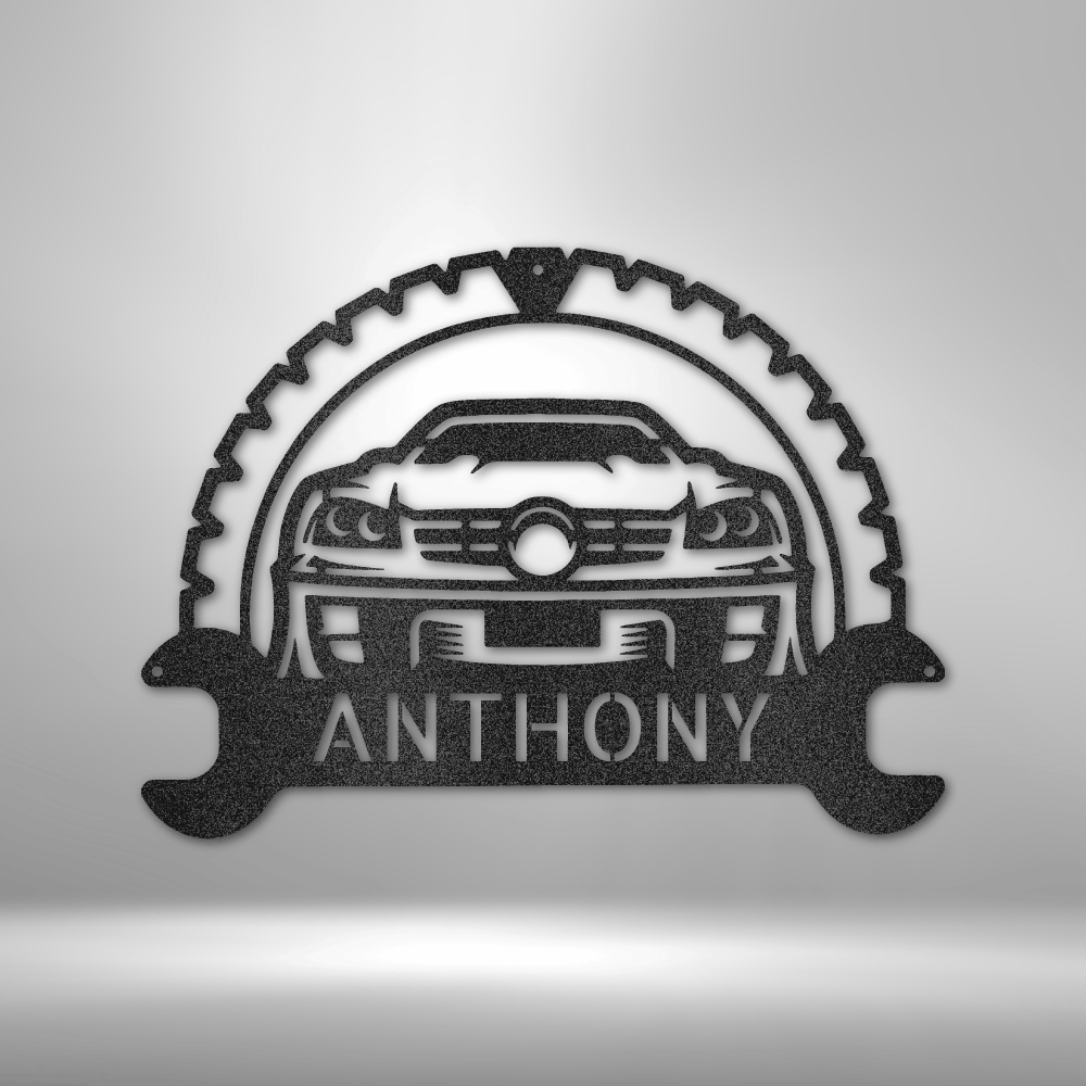 Personalized Classic Car Monogram Metal Wall Sign| Car Guy Gift Idea| Custom Car Garage Gift Idea for Him