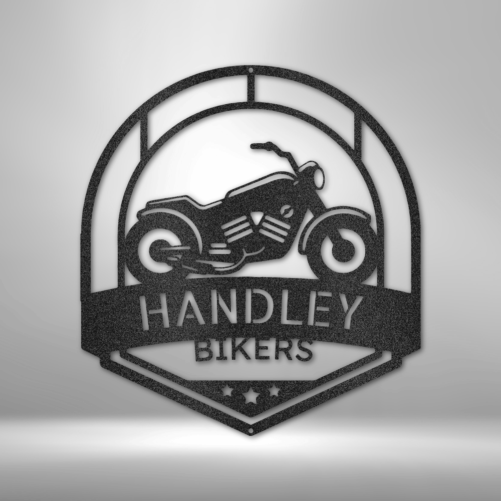Handley Bikers Love to Ride Monogram Metal Wall Sign| Rustic Motorcycle Metal Wall Decor| Love to Ride Laser Cut Wall Sign