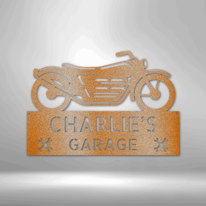 Motorcycle Adventure Monogram Metal Wall Sign| Metal Name Sign| Motorcycle Themed Gift Idea| Workshop Personalized Sign