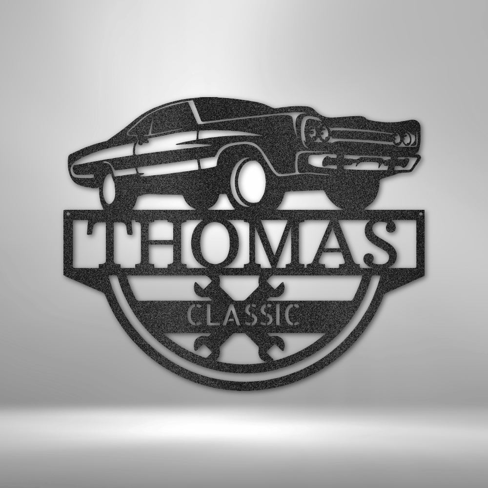 Personalized Timeless Car Monogram Wall Art|Muscle Car Metal Wall Sign| Ford Muscle Car Metal Wall Sign| Chevy Muscle Car