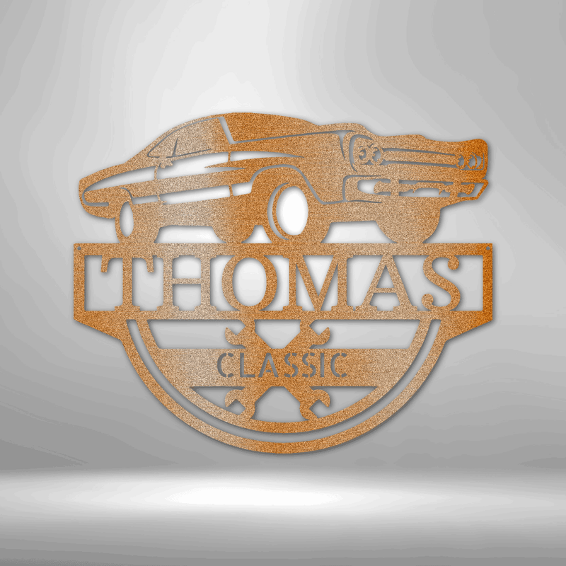 Personalized Timeless Car Monogram Wall Art|Muscle Car Metal Wall Sign| Ford Muscle Car Metal Wall Sign| Chevy Muscle Car