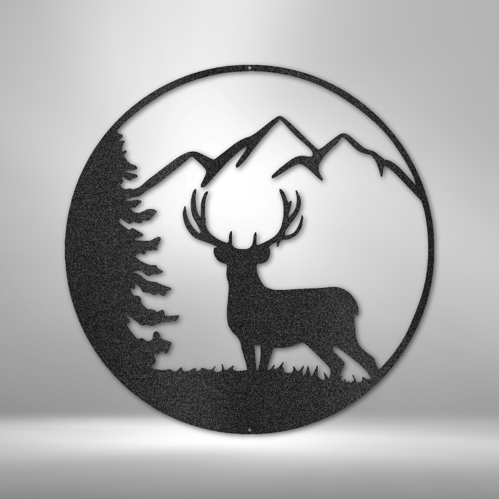 Graceful Deer Metal Wall Sign| Deer Hunting Metal Wall Sign| Deer Mountain Lodge Script Wall Art| Gift Idea for Deer Hunters