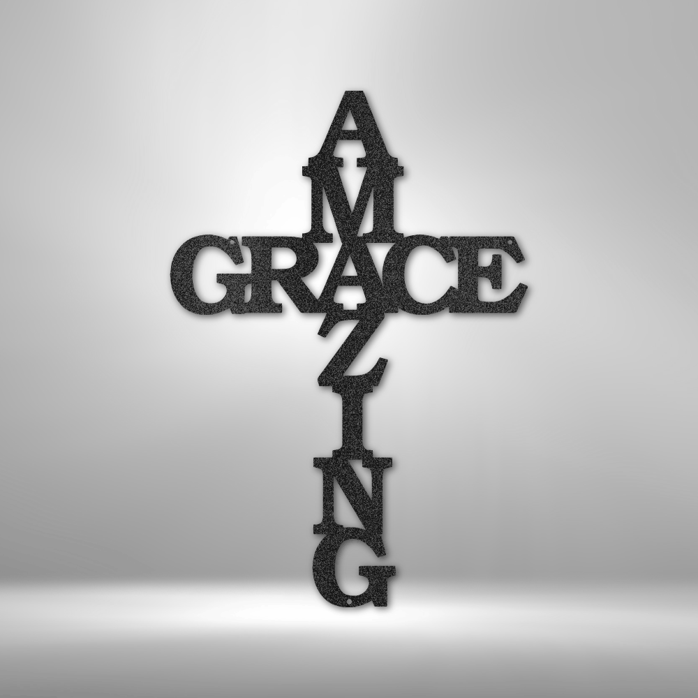 Amazing Grace Cross Metal Wall Sign| Bible Themed Metal Home Decor| Metal Cross Home Decor| | Christian Home Decor