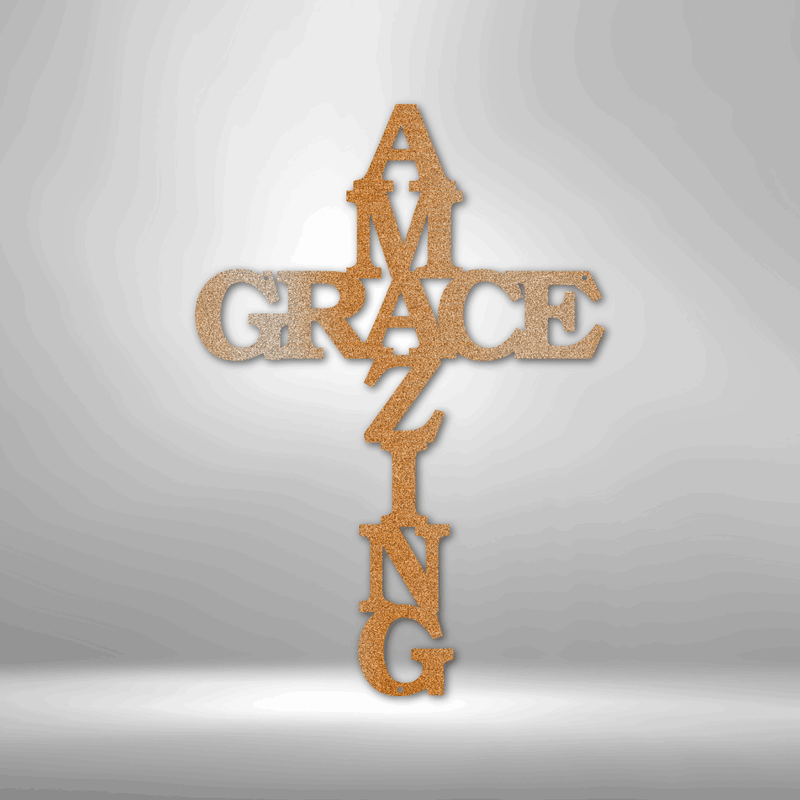 Amazing Grace Cross Metal Wall Sign| Bible Themed Metal Home Decor| Metal Cross Home Decor| | Christian Home Decor
