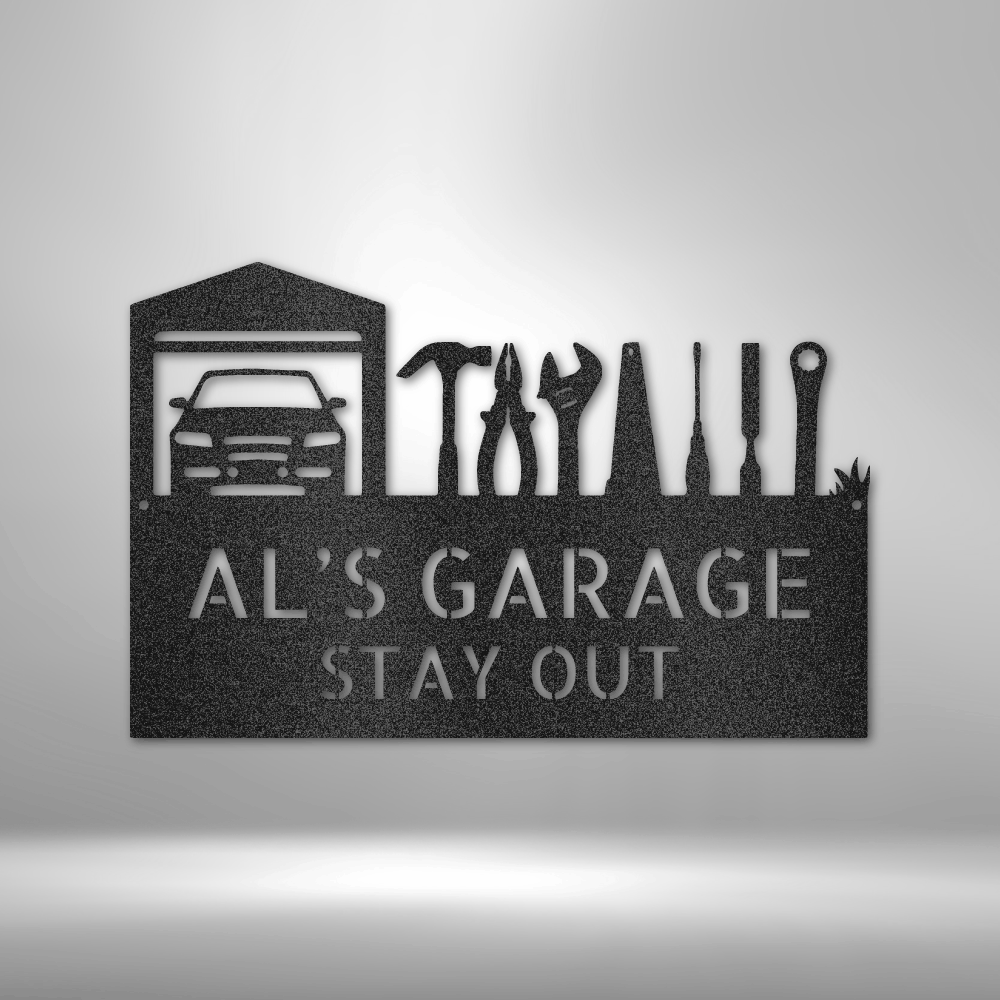 Personalized Master Of The Garage Monogram Metal Wall Sign| Personalized Garage Sign