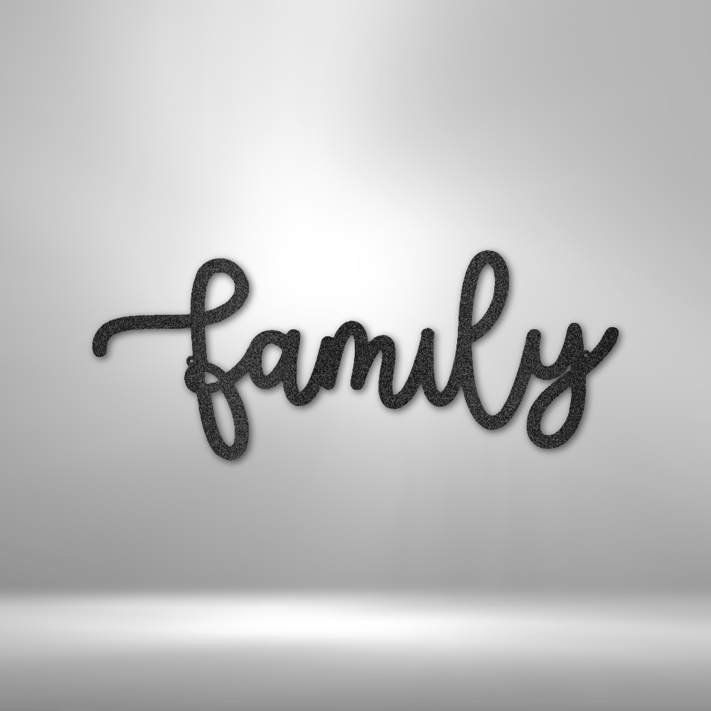 Family Script Metal Wall Art| Entryway Decor| Housewarming Gift Idea for Her| Metal Wall Art