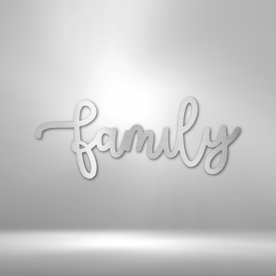 Family Script Metal Wall Art| Entryway Decor| Housewarming Gift Idea for Her| Metal Wall Art