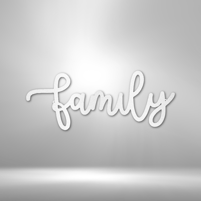 Family Script Metal Wall Art| Entryway Decor| Housewarming Gift Idea for Her| Metal Wall Art