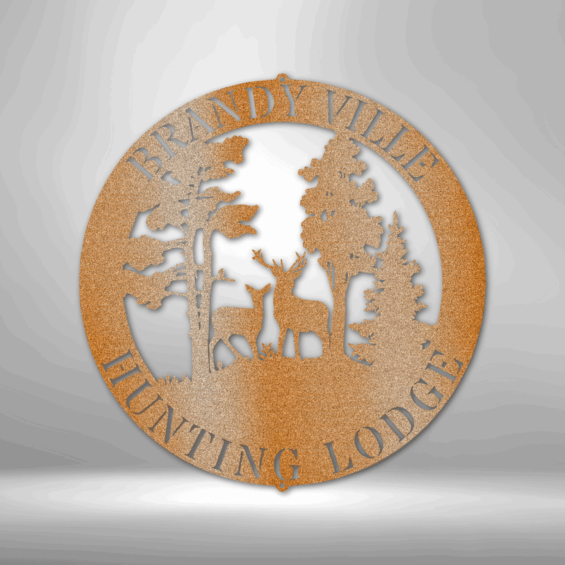 Personalized Deer Scene Metal Wall Sign | Cabin Family Name Metal Wall Sign| Deer Family Metal Lodge Sign