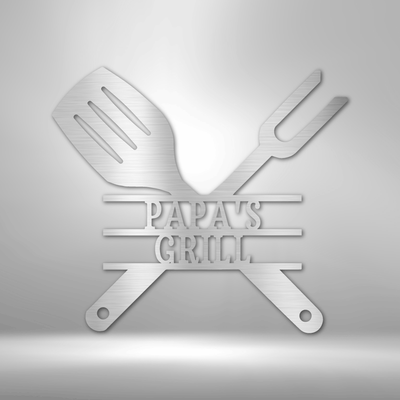 Personalized Grilling Utensils Metal Wall Sign| Custom Chef Wall Art| Custom Cook Wall Art| Grill Master Gift Idea