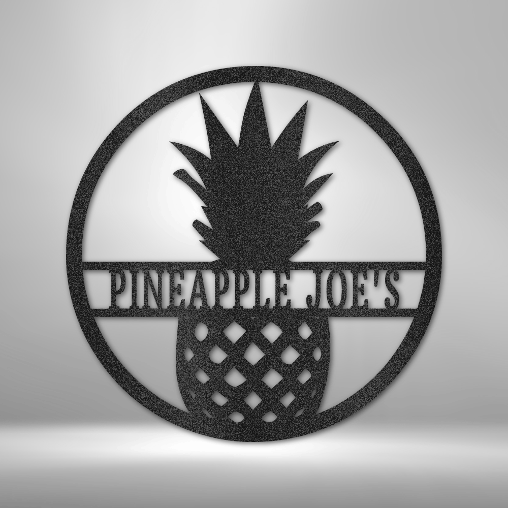 Personalized Pineapple Monogram Metal Wall Sign| Custom Metal Bar Decor| Pineapple Metal Wall Art