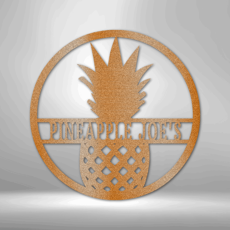 Personalized Pineapple Monogram Metal Wall Sign| Custom Metal Bar Decor| Pineapple Metal Wall Art
