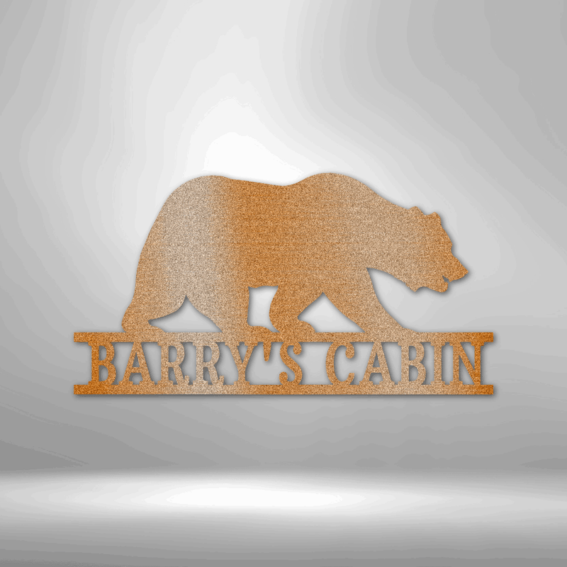 Personalized Bear Monogram Metal Wall Art| California Bear Metal Wall Sign| Custom Name Bear Metal Wall Plaque