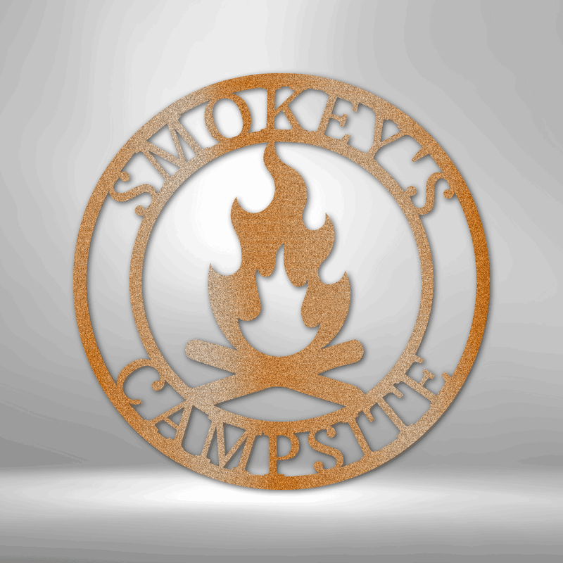 Personalized Campfire Monogram Metal Wall Sign| Cabin Metal Home Decor| Outdoor Camping Decor