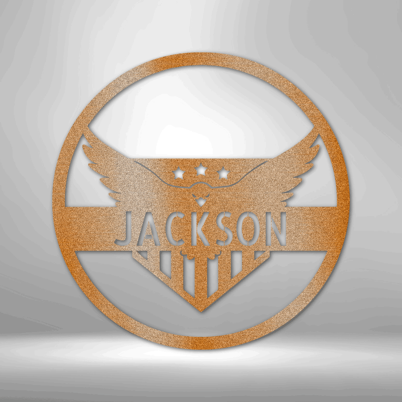 Personalized Attacking Eagle Monogram Metal Wall Sign | Birthday Gift Idea |Game Room Gift| Gift for Him