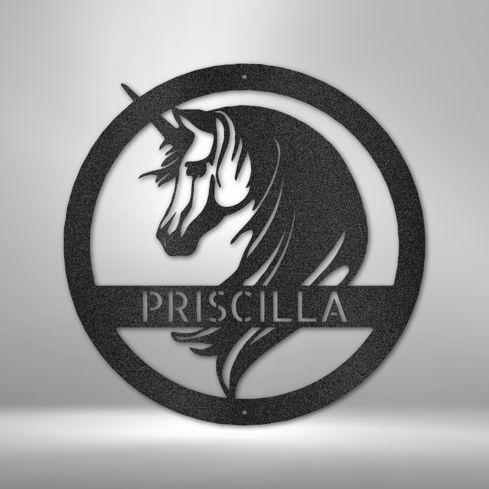Personalized Unicorn Monogram Metal Wall Art| Mythological Metal Sign| Horse Lover Gift Idea| Decor Idea for Girls Room
