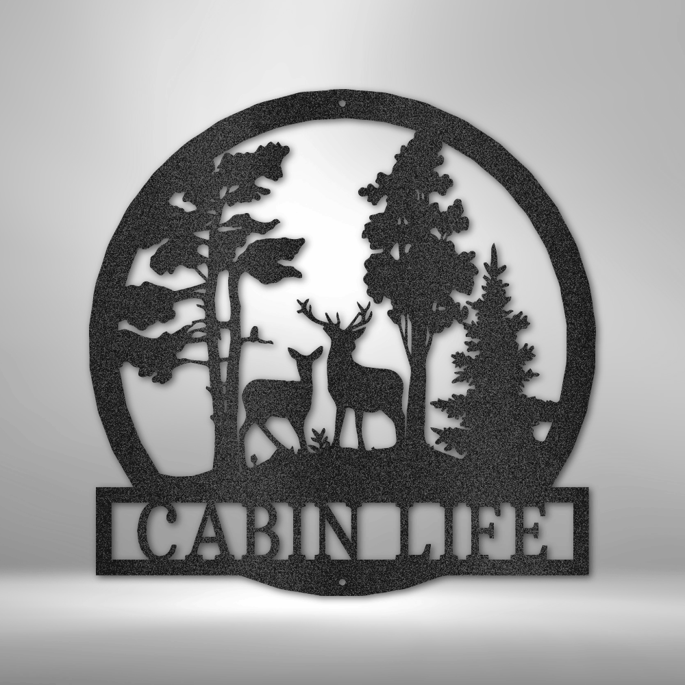 Personalized Deer in the Woods Metal Wall Sign| Cabin/ Lodge Home Decor| Outdoor Metal Sign|