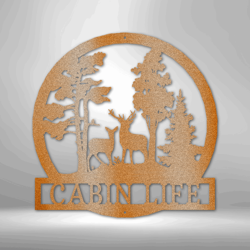 Personalized Deer in the Woods Metal Wall Sign| Cabin/ Lodge Home Decor| Outdoor Metal Sign|