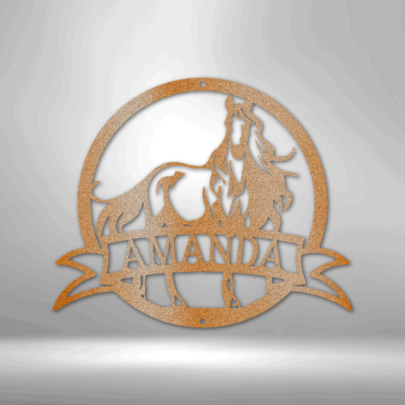 Personalized Majestic Horse Monogram Metal Wall Sign| Equestrian Metal Wall Plaque| Custom Horse Metal Wall Sign| Custom Stable Metal Wall Sign