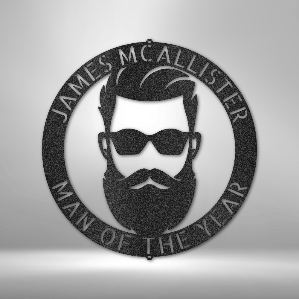 Personalized Manly Monogram Metal Wall Sign| Hip Bearded Man Metal Sign| Custom Barber Metal Sign