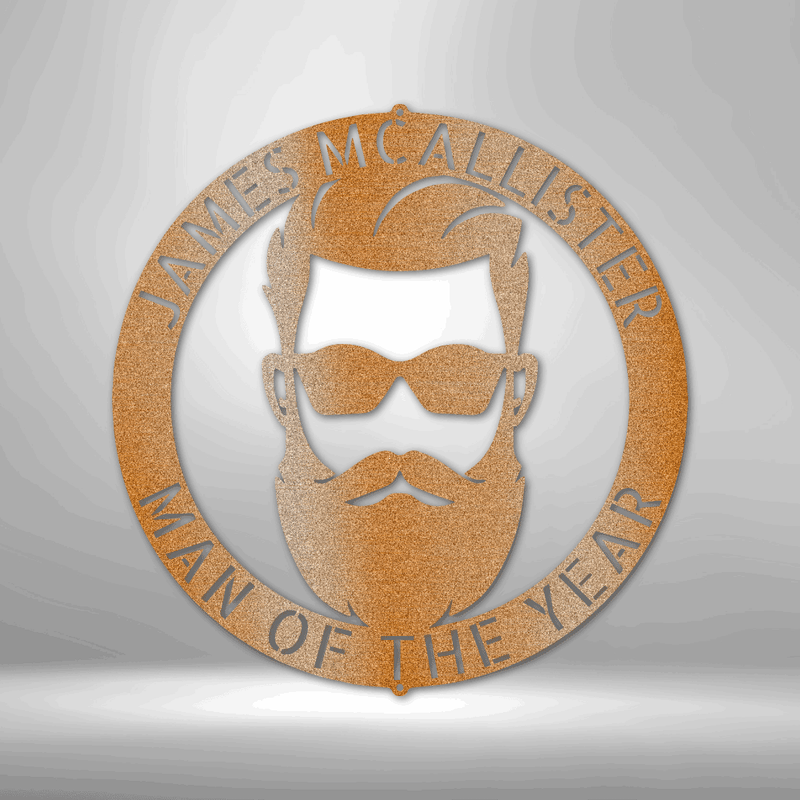 Personalized Manly Monogram Metal Wall Sign| Hip Bearded Man Metal Sign| Custom Barber Metal Sign