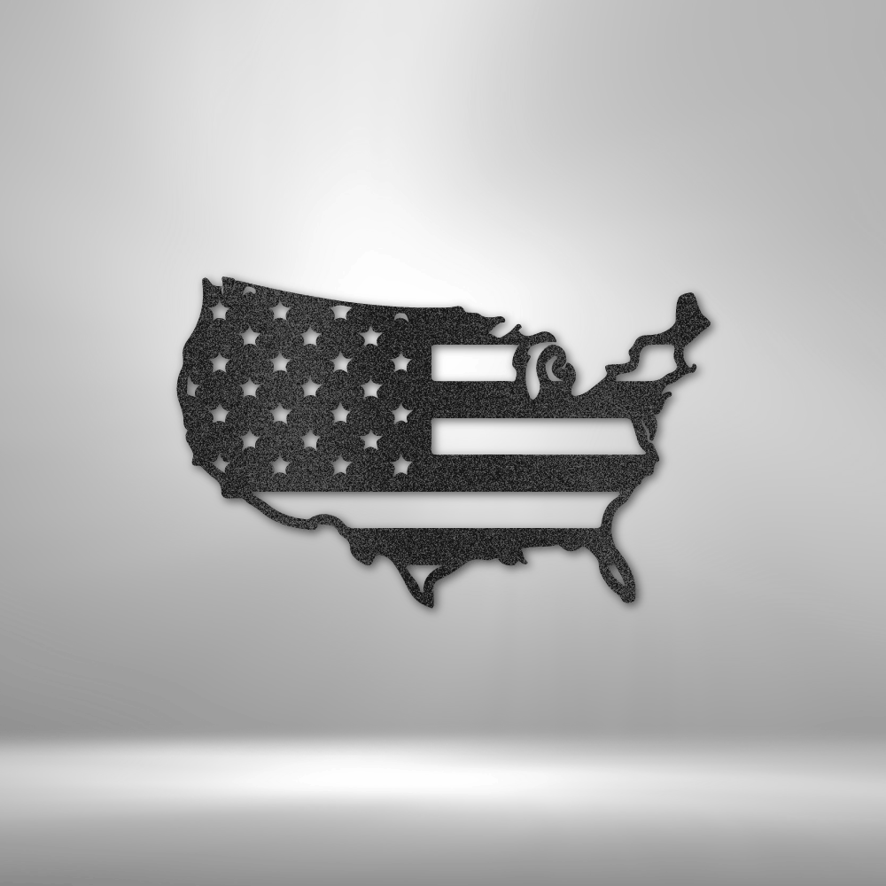 USA Flag Metal Wall Sign| All American Metal Wall Sign| Patriotic Home Decor| Home of the Brave Metal Wall Art