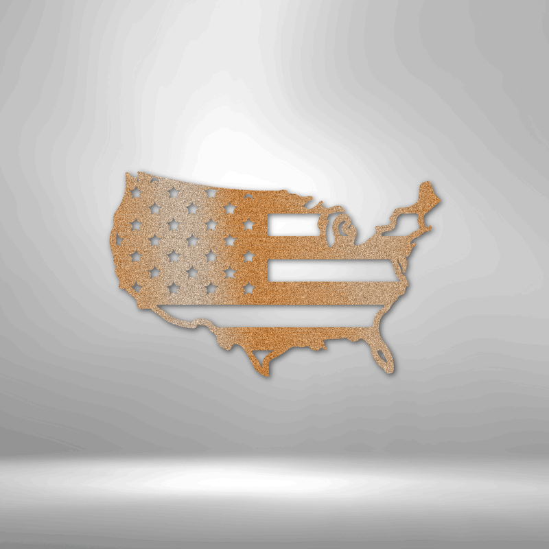 USA Flag Metal Wall Sign| All American Metal Wall Sign| Patriotic Home Decor| Home of the Brave Metal Wall Art