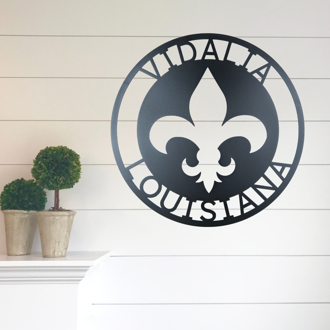 Personalized Fleur De Lis Ring Monogram Metal Wall Art| Laser Cut Metal Sign| Custom Fluer De Lis Accent Sign