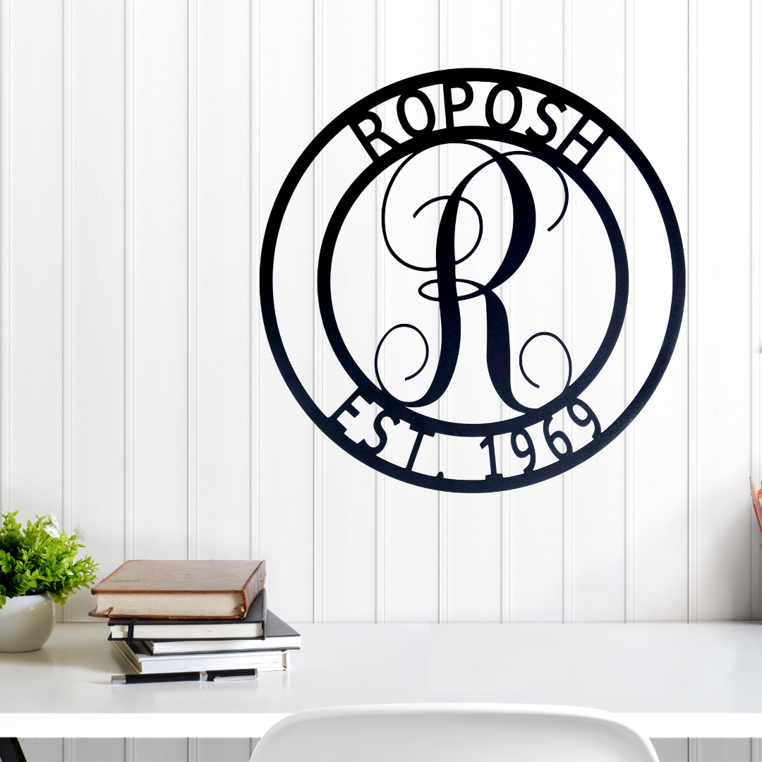 Personalized Family Name Monogram Metal Wall Plaque| Monogram Metal Wall Sign| Housewarming Gift Idea| Wedding Gift Idea- Steel Sign
