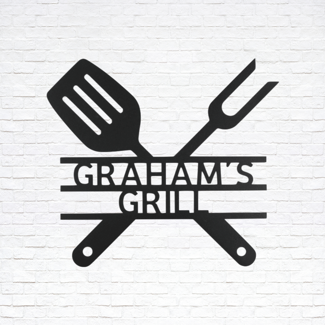 Personalized Grilling Utensils Metal Wall Sign| Custom Chef Wall Art| Custom Cook Wall Art| Grill Master Gift Idea