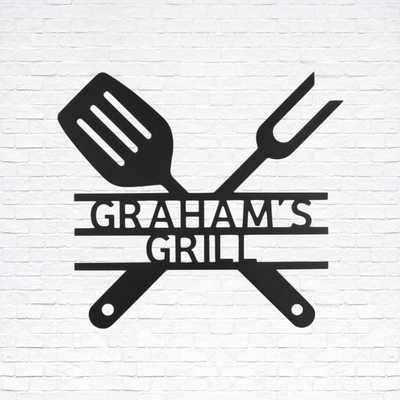 Personalized Grilling Utensils Metal Wall Sign| Custom Chef Wall Art| Custom Cook Wall Art| Grill Master Gift Idea