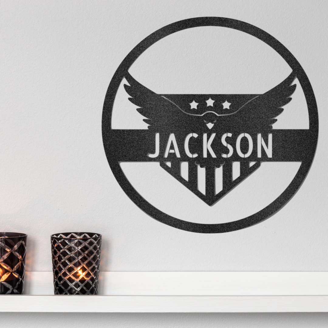 Personalized Attacking Eagle Monogram Metal Wall Sign | Birthday Gift Idea |Game Room Gift| Gift for Him
