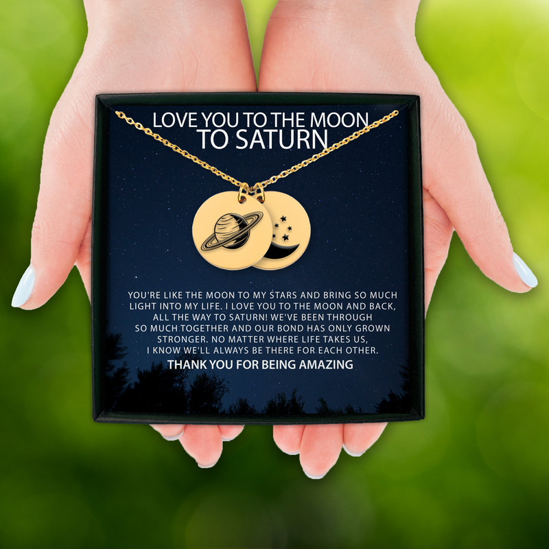 Custom Moon To Saturn Necklace, Gift for Swiftie, Best Friends Necklace, Aunt Niece Gift, Sister Gift, BFF Gift