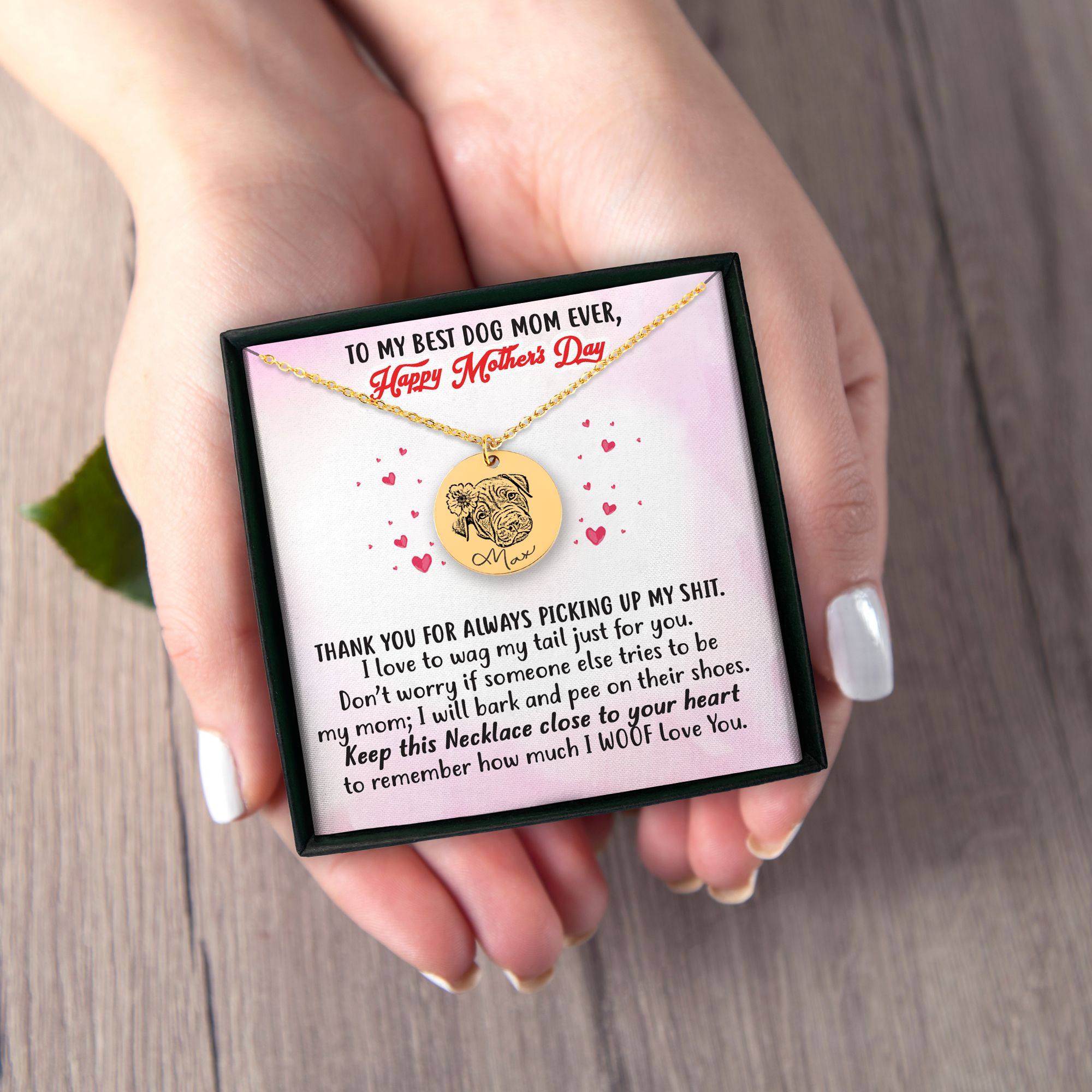 Personalized Dog Mothers Day Message Card Necklace | Dog Mom Gift | Mom Of Dogs | Funny Mothers Day Card from Dog | Happy Mothers Day Dog Mom | From Dog Card
